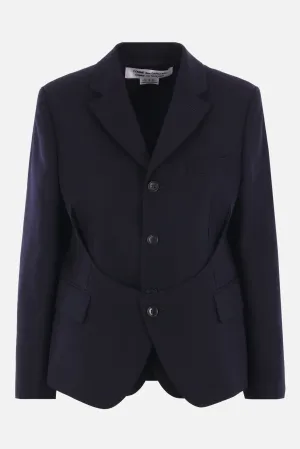 wool jacket with destructured hem