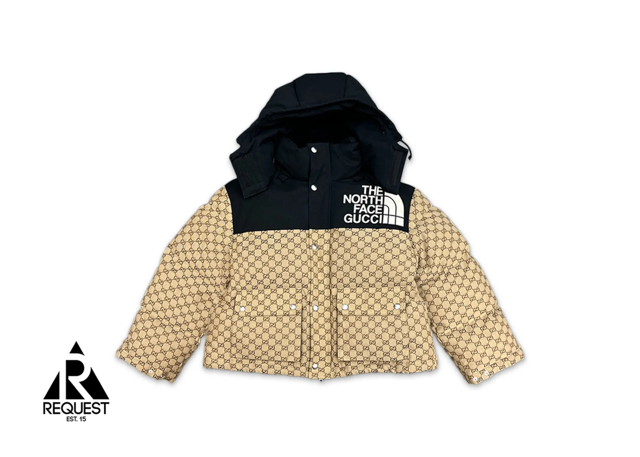 x The North Face GG Monogram Padded Coat Beige/Ebony/Black