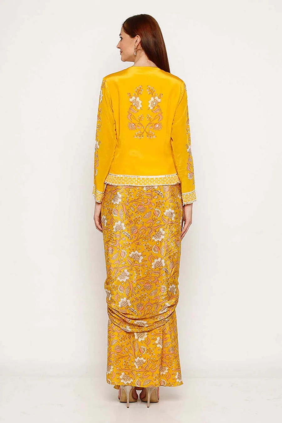 Yellow Top and Drape Skirt Co-ord Set