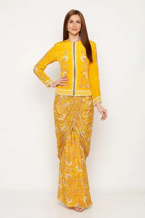 Yellow Top and Drape Skirt Co-ord Set